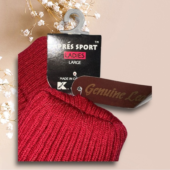 Apres Sport NWT Genuine Leather Red Gloves Size Large - Picture 2 of 4